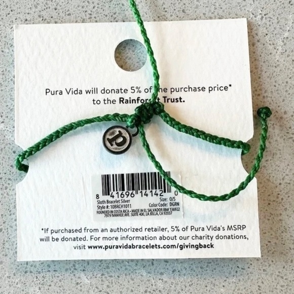 (Set of 4) Pura Vida Save the Sloths Rainforest Trust Bracelets - Picture 4 of 5